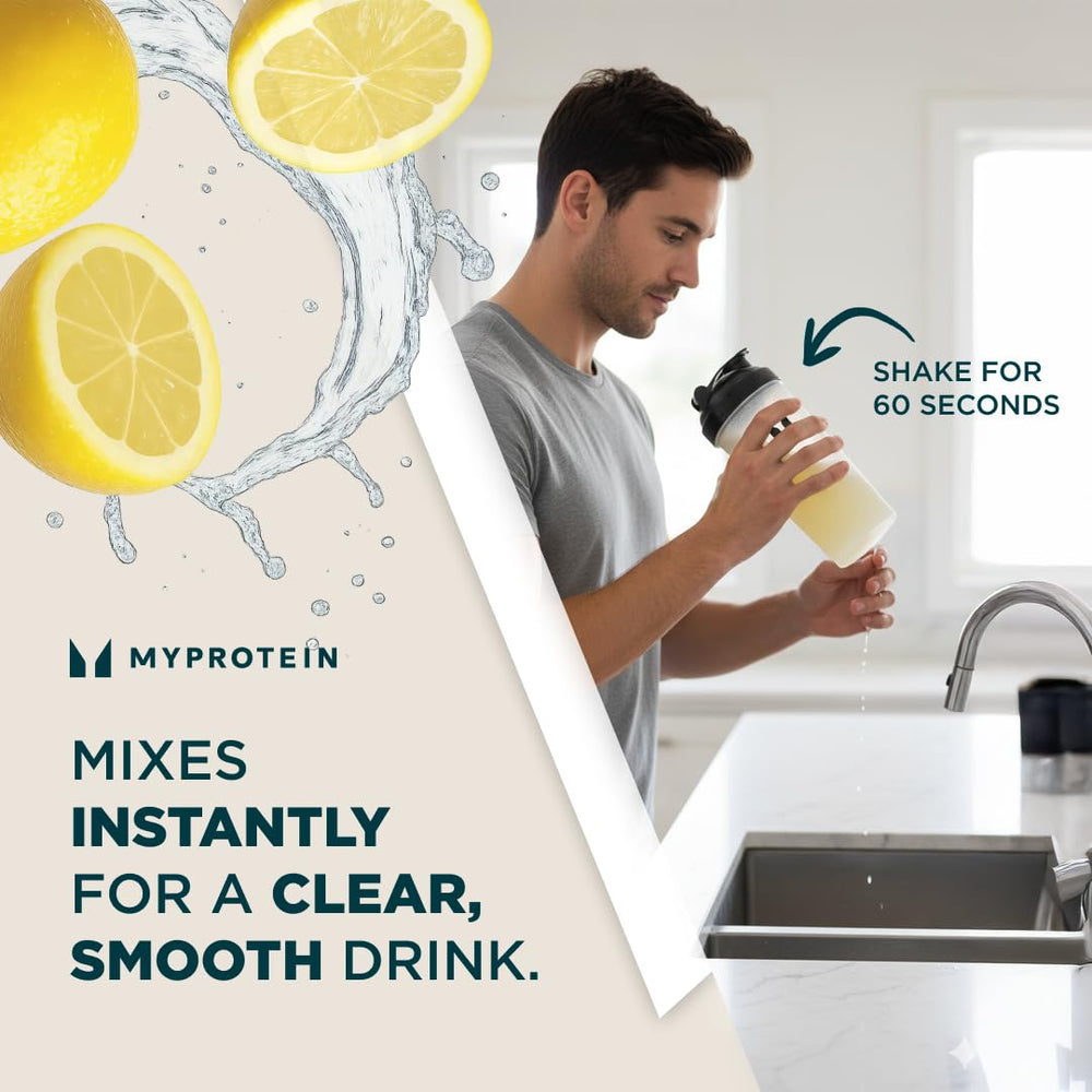 Myprotein Clear Whey Isolate: sabor durazno-mango, experiencia frutal rápida y limpia.