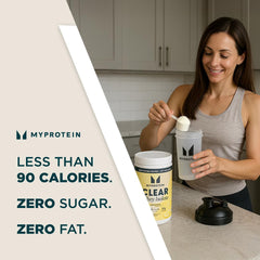 Myprotein Clear Whey Isolate: sabor limonada en vaso, bebida refrescante para cualquier momento.