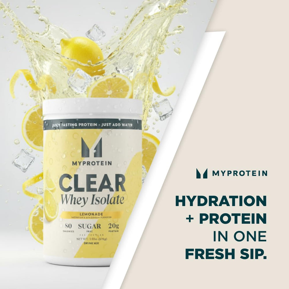 Myprotein Clear Whey Isolate: sabor tropical, hidratación agradable durante el día.