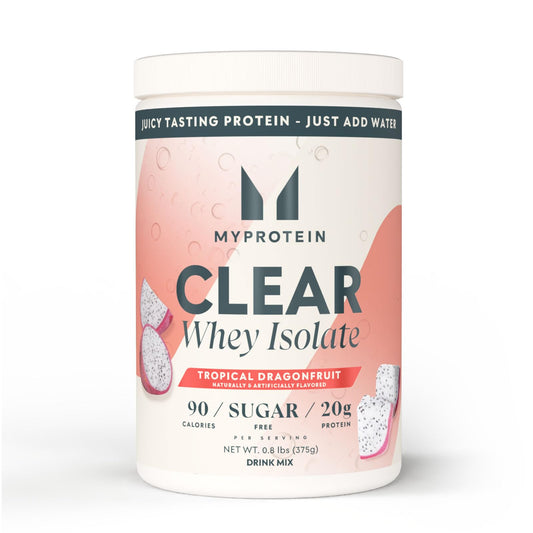 Myprotein envase frontal Tropical Dragonfruit mostrando información clave y beneficio claro