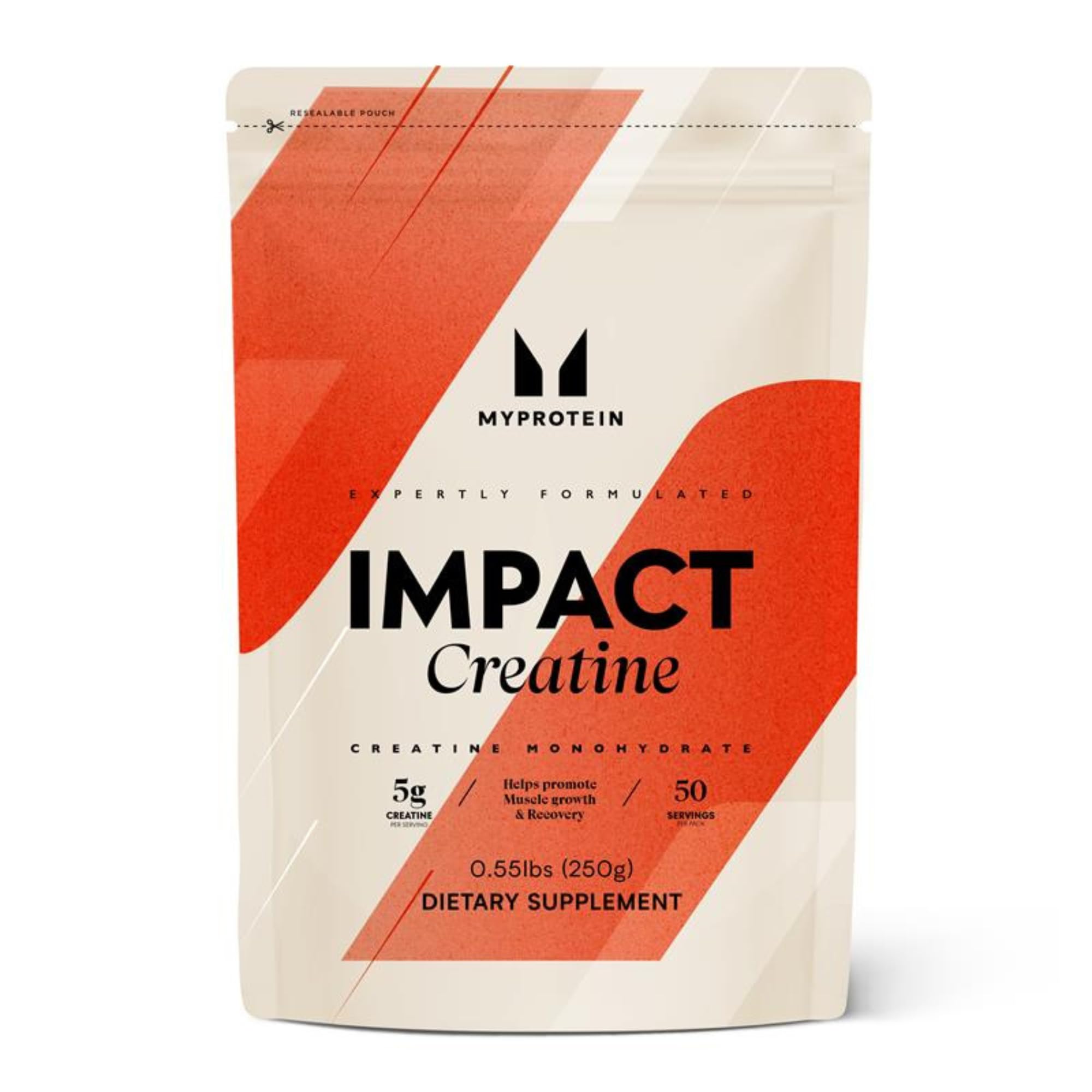 Myprotein envase frontal mostrando creatina pura y ventajas de rendimiento