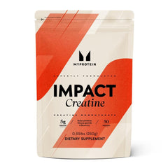 Myprotein envase frontal mostrando creatina pura y ventajas de rendimiento