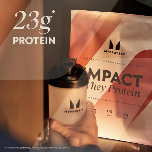 Myprotein Impact Whey etiqueta nutricional clara para plan de alimentación