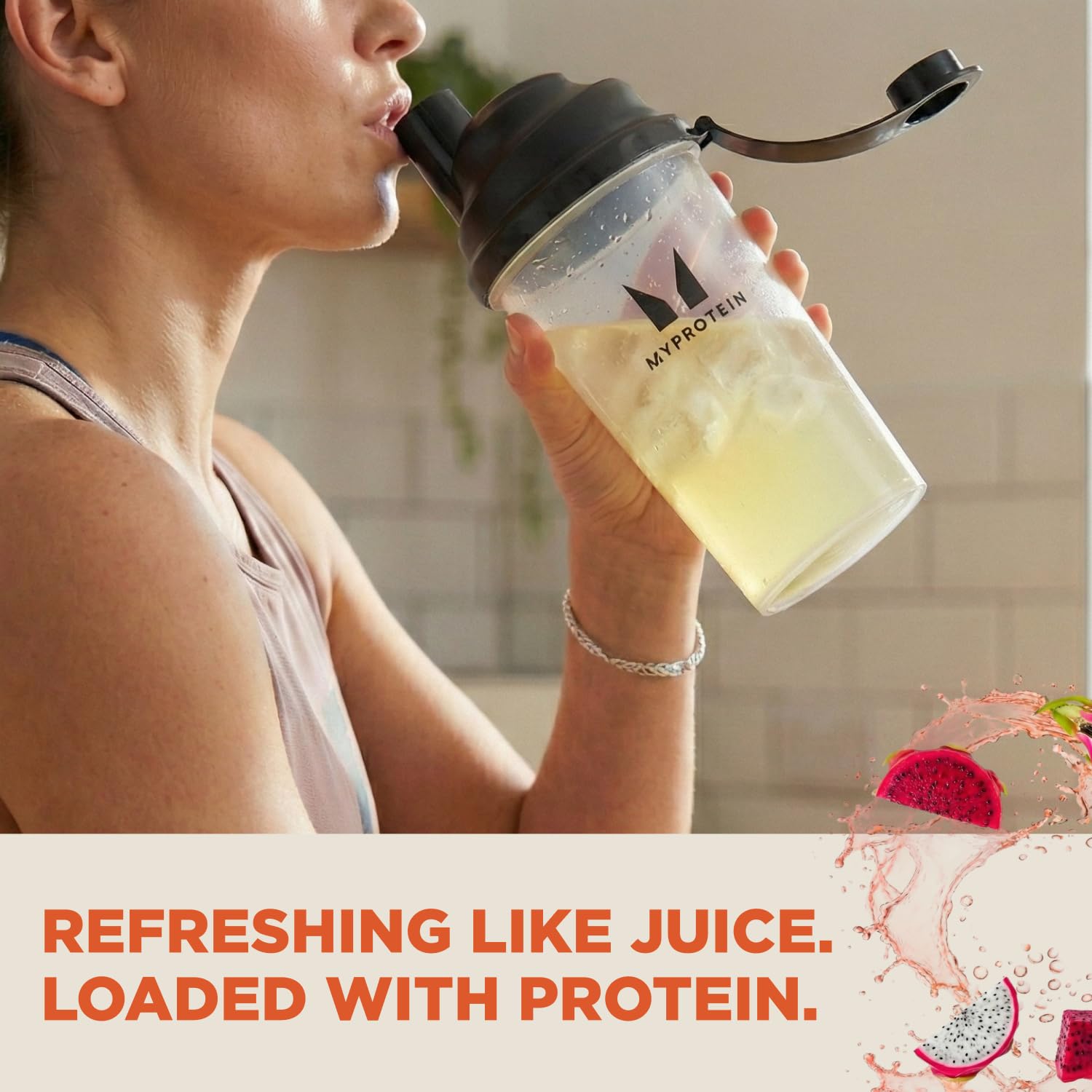 Myprotein vaso con bebida clara Tropical Dragonfruit listo para beber