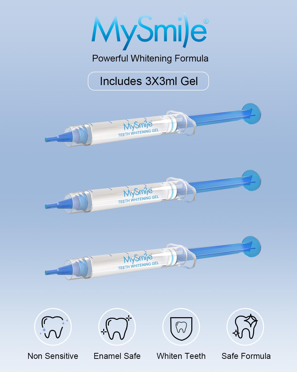 MySmile primer plano del gel en la punta de la pluma mostrando textura fácil de aplicar