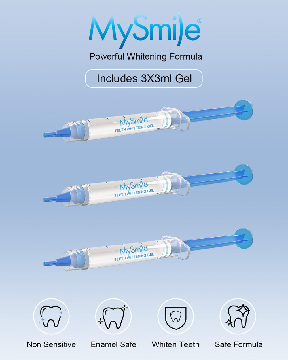 MySmile primer plano del gel en la punta de la pluma mostrando textura fácil de aplicar