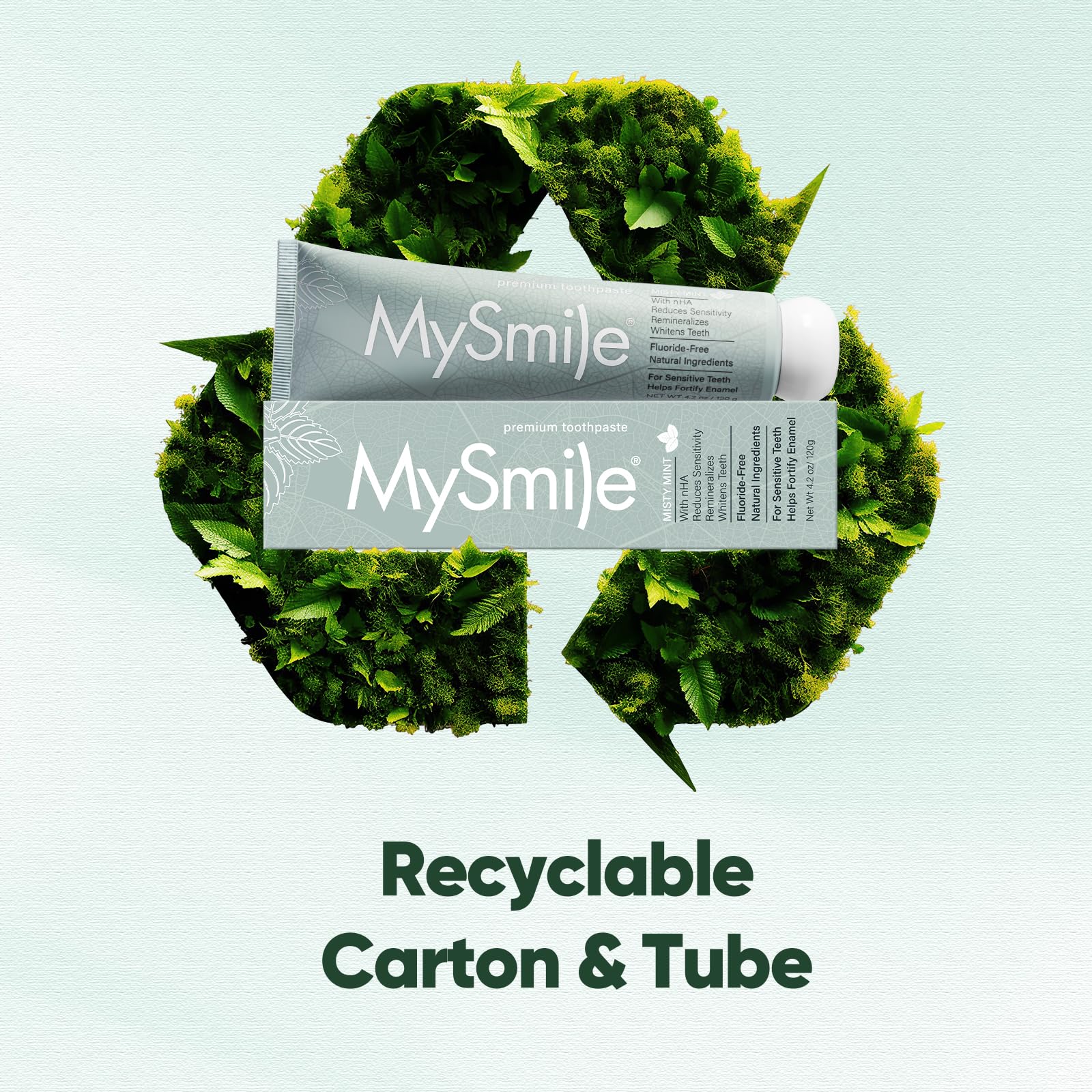 MySmile etiqueta con nano-hidroxiapatita subrayando fortalecimiento de esmalte