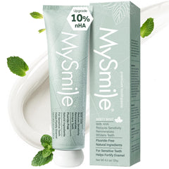 MySmile frente del tubo mostrando diseño y tamaño práctico
