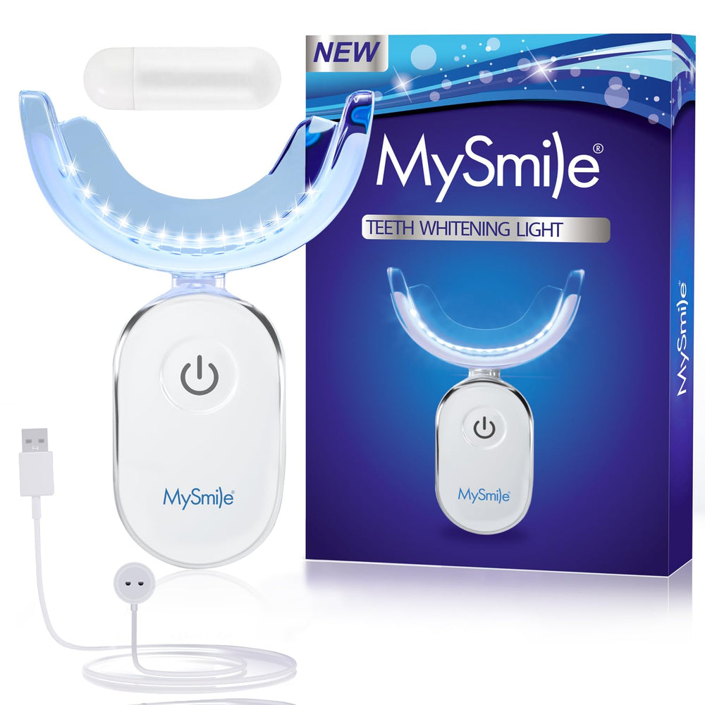 MySmile luz LED frontal mostrando 28 diodos para activar gel y acelerar el aclarado