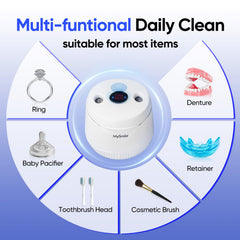 MySmile MS100 comparación de tamaño con una mano para referencia portátil