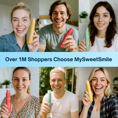 MySweetSmile etiqueta y sello Dermatest 5 estrellas, confianza visible