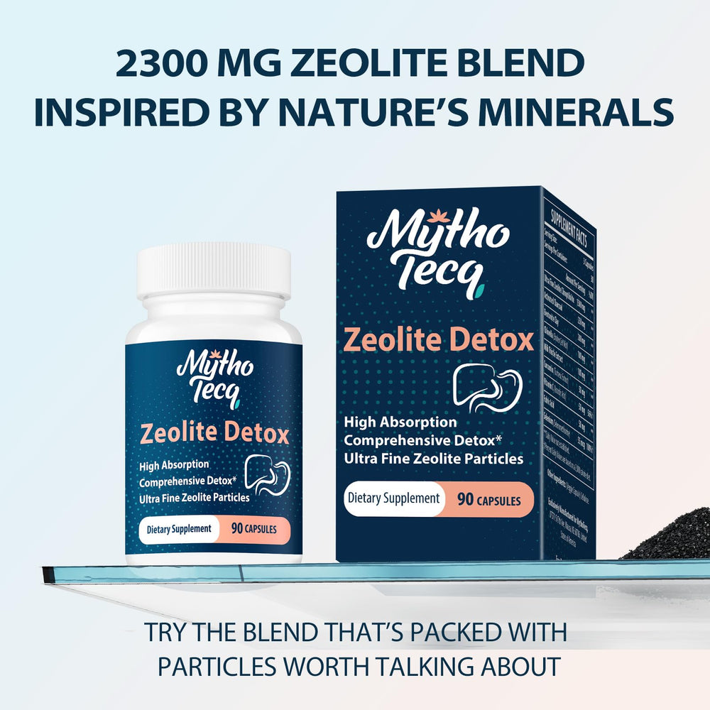 MythoTecq primer plano del polvo de zeolita resaltando su finura y pureza