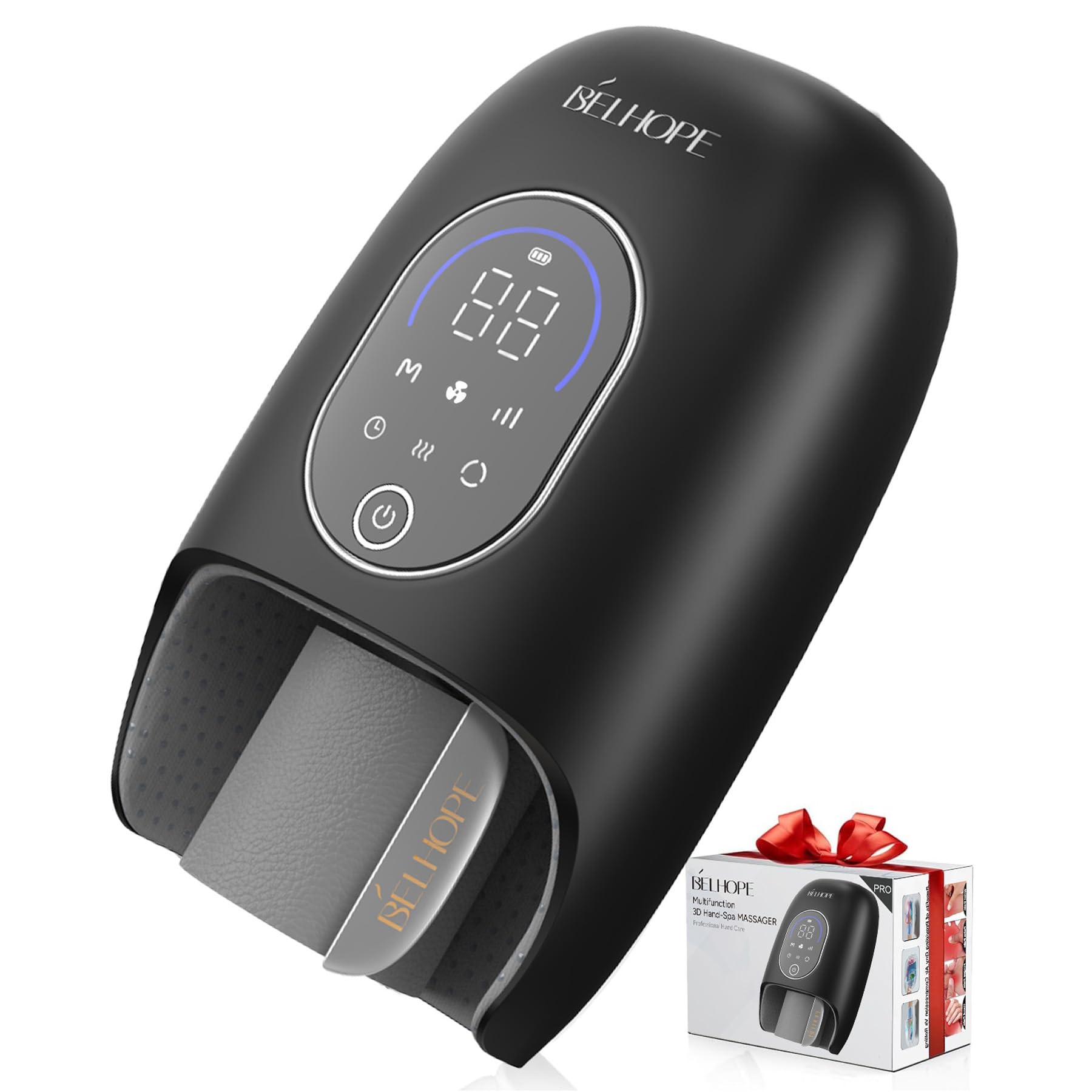 MZCNU vista frontal del masajeador mostrando diseño y beneficio de compresión uniforme