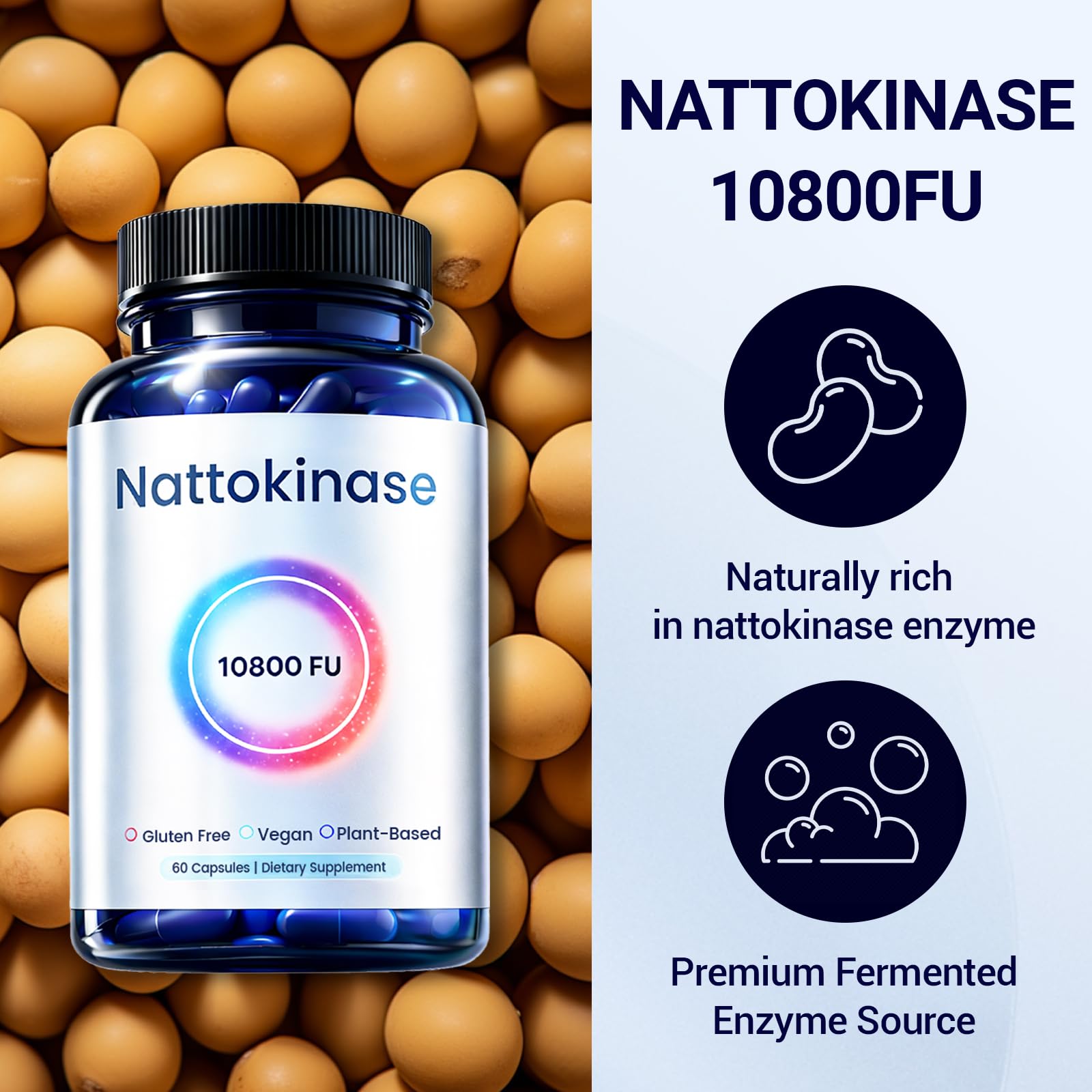 NADiminish ingredientes de soja fermentada que respaldan la enzima activa