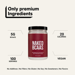NAKED BCAAs en vaso mezclándose con agua, fácil integración en bebidas