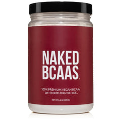 NAKED BCAAs frente del envase mostrando tamaño y diseño, claridad de ingredientes