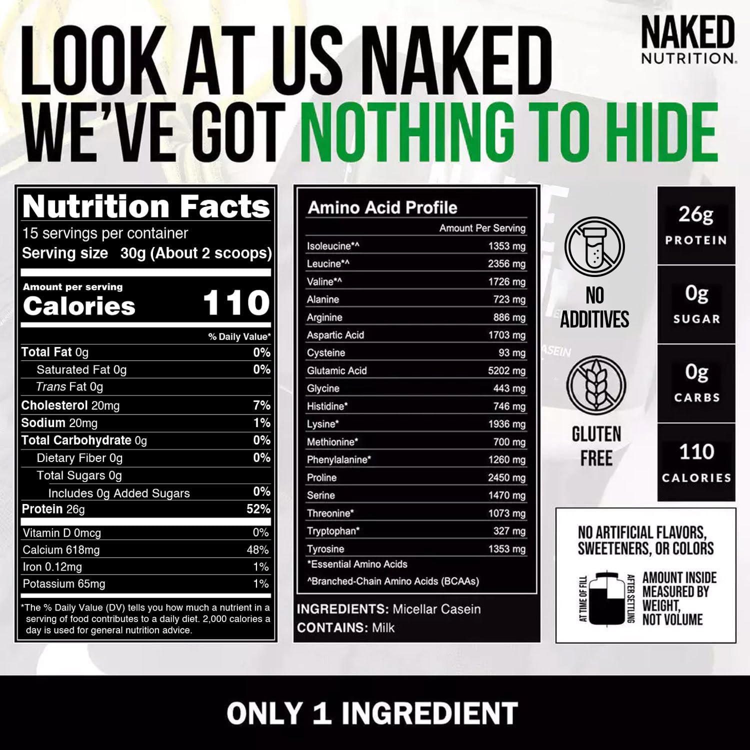 NAKED Casein batido en vaso listo para consumo y nutrición sostenida