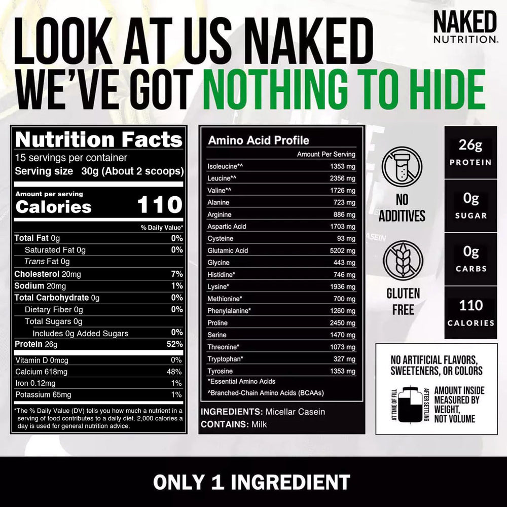 NAKED Casein batido en vaso listo para consumo y nutrición sostenida