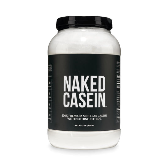 NAKED Casein frente del envase mostrando etiqueta limpia y certificación