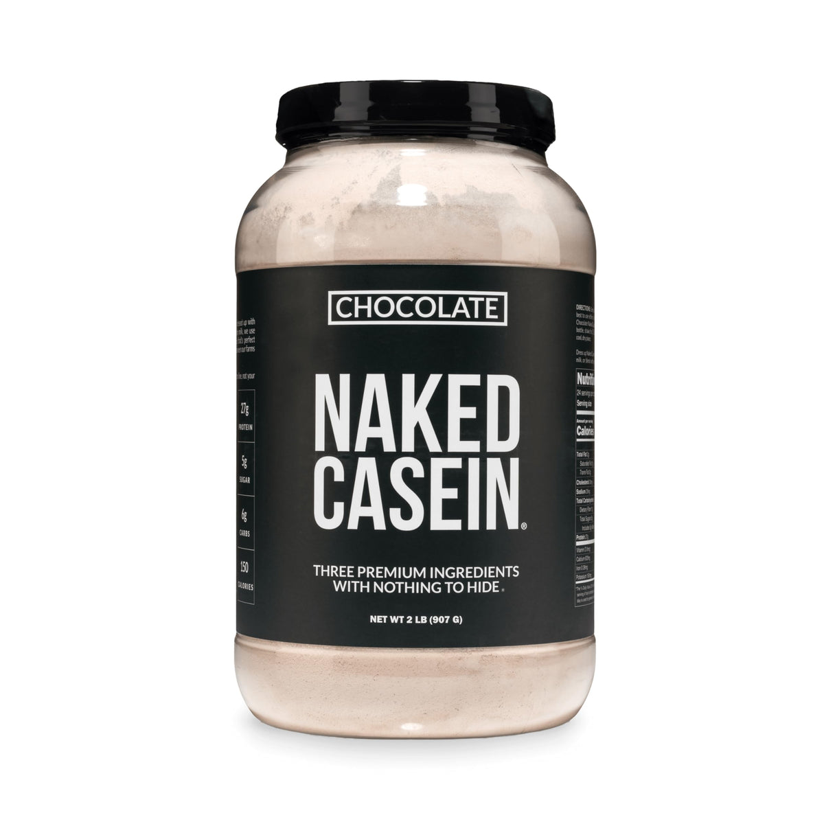 NAKED Casein envase frontal mostrando diseño y peso, pureza certificada