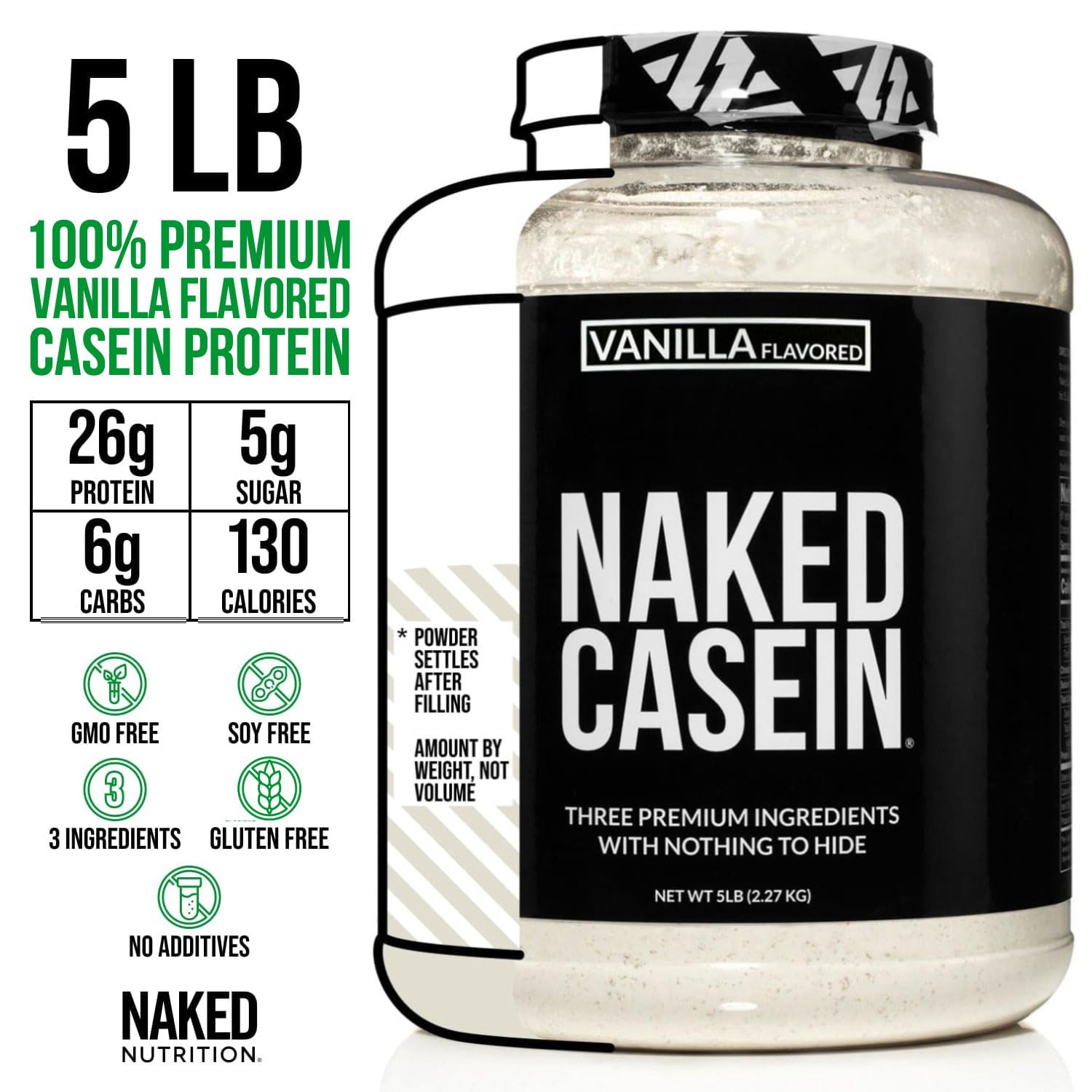 NAKED casein batido en vaso listo para beber con digestión sostenida