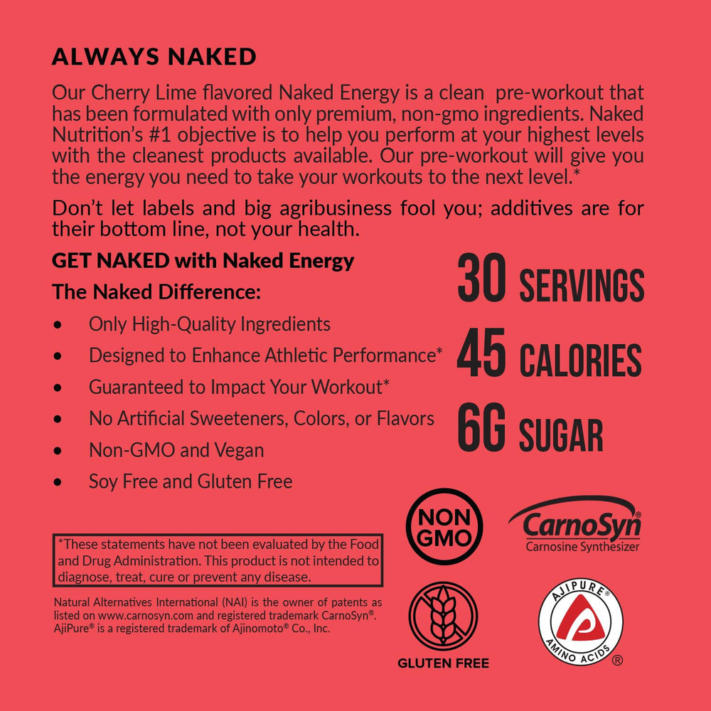 NAKED etiqueta nutricional mostrando ingredientes y cantidades verificadas