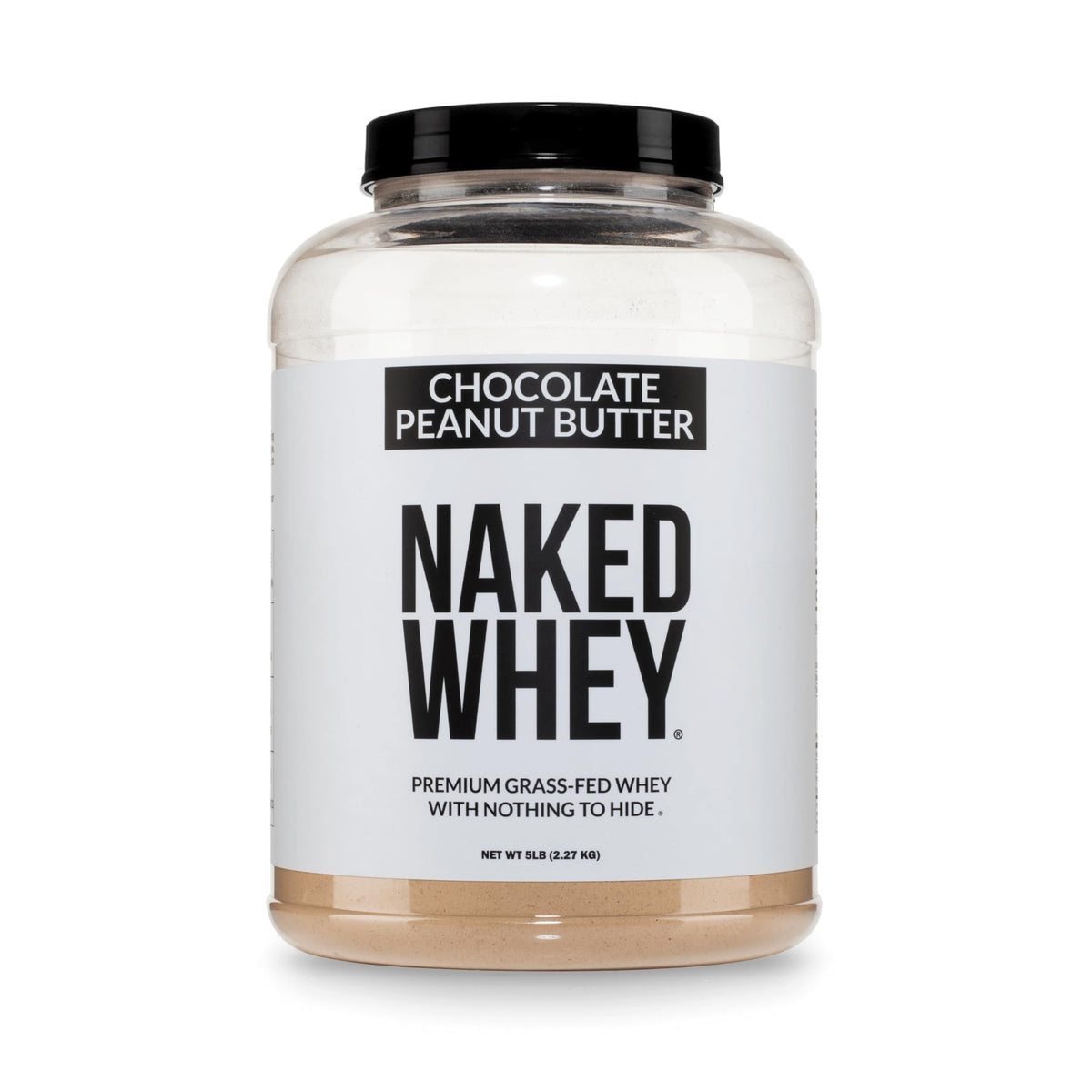NAKED envase frontal del Whey Chocolate Peanut Butter, muestra el sabor y beneficios
