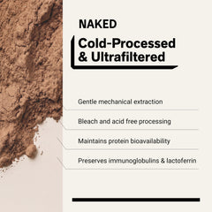 NAKED tres ingredientes medidos: suero, cacao, azúcar coco