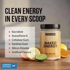 NAKED bebida preparada en vaso mostrando mezcla sin grumos y energía