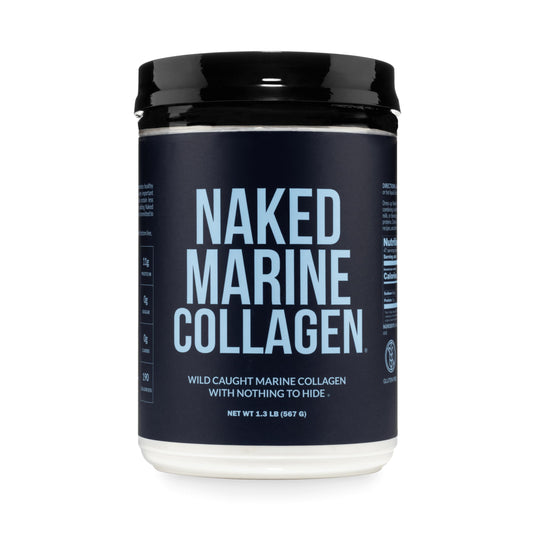 NAKED envase frontal del colágeno marino sin sabor mostrando simplicidad y pureza
