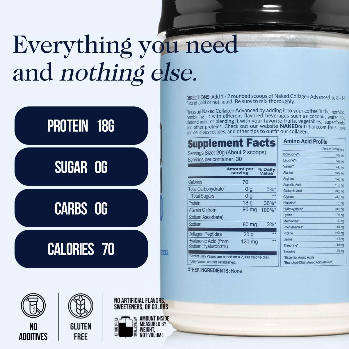 NAKED colágeno mezclado en batido postentreno, fuente de proteína rápida
