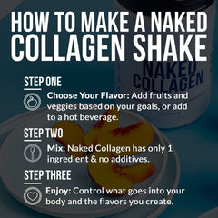 NAKED envase de 20oz junto a una taza para comparar tamaño y raciones