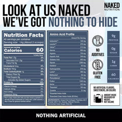 NAKED etiqueta con ingredientes simples y sin aditivos artificiales