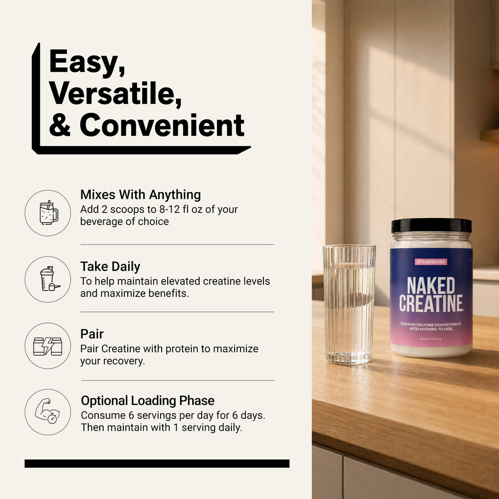 NAKED creatine comparación tamaño del bote para calcular servicios