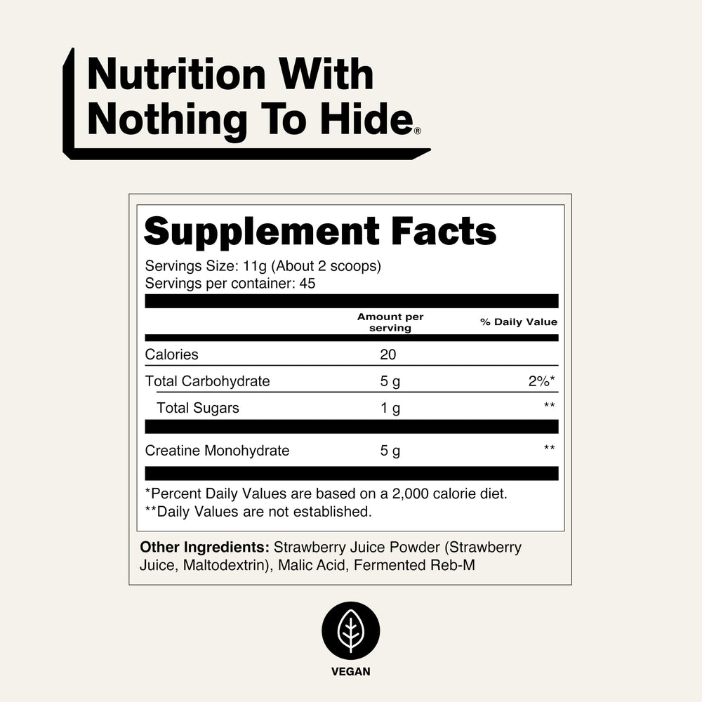 NAKED creatine etiqueta ingredientes indicando ausencia de aditivos