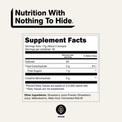 NAKED creatine etiqueta ingredientes indicando ausencia de aditivos
