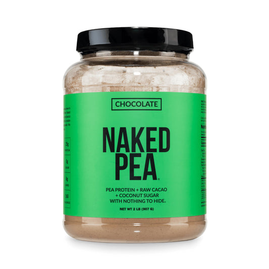 NAKED envase frontal de proteína de guisante chocolate, opción limpia