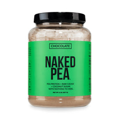 NAKED envase frontal de proteína de guisante chocolate, opción limpia