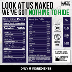 NAKED primer plano de la etiqueta nutricional con información clara y segura
