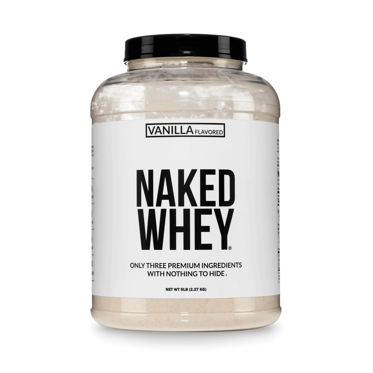 NAKED frasco delantero con etiqueta clara y beneficios nutricionales