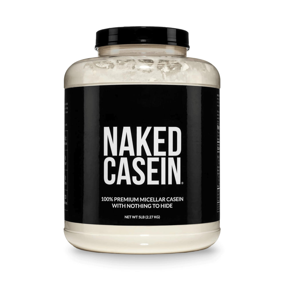 NAKED frente del envase que muestra 5 lb y 76 porciones, pureza visible