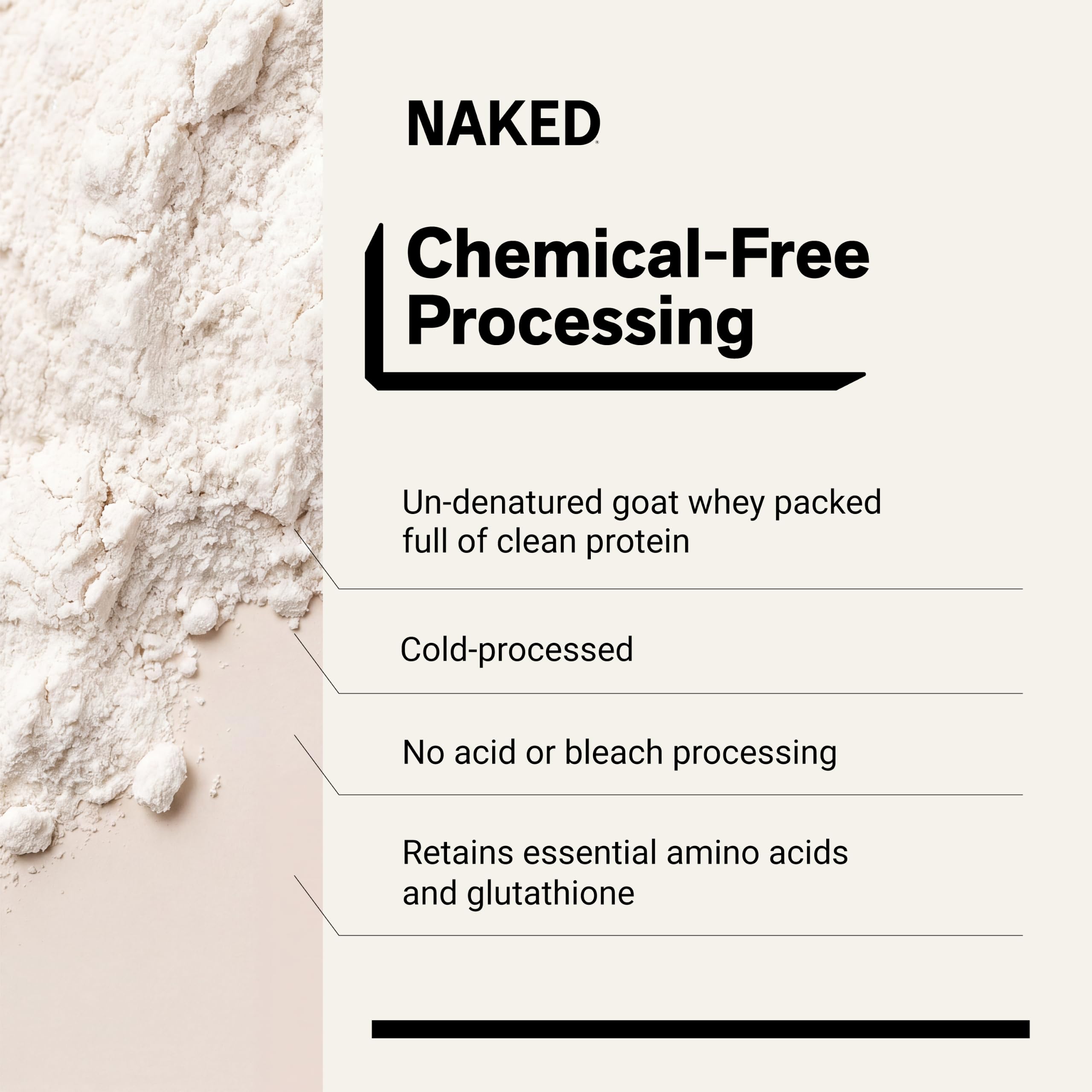 NAKED envase junto a una pesa para comparar tamaño y porciones