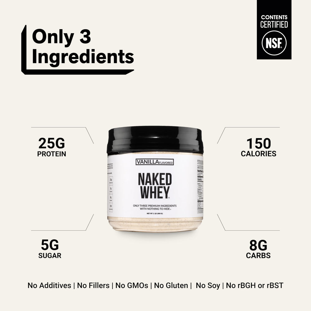 NAKED ingredientes: suero, vainilla y azúcar de coco, formula limpia y simple