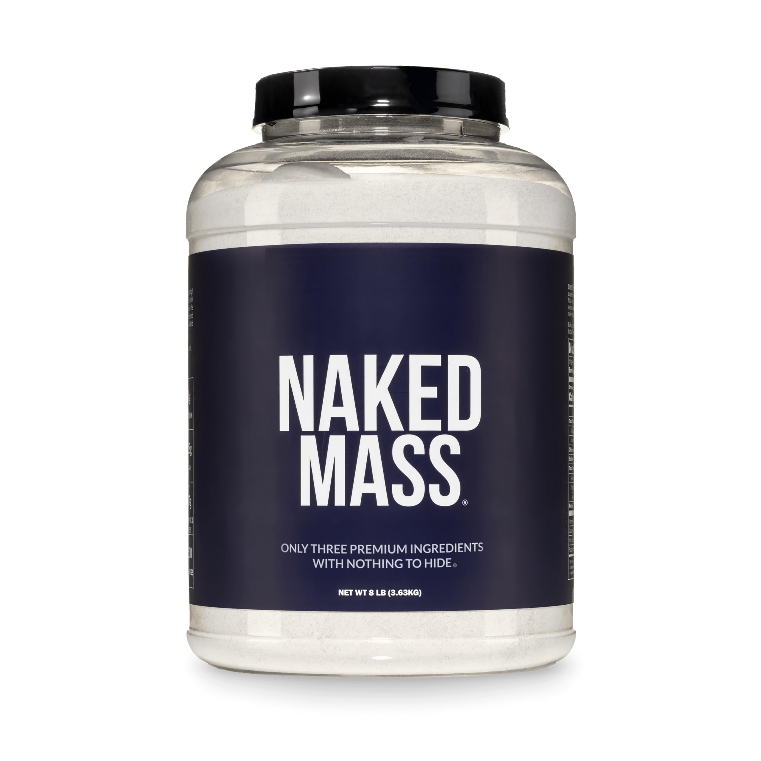 NAKED Mass frente del paquete mostrando envase y beneficio de calorías altas