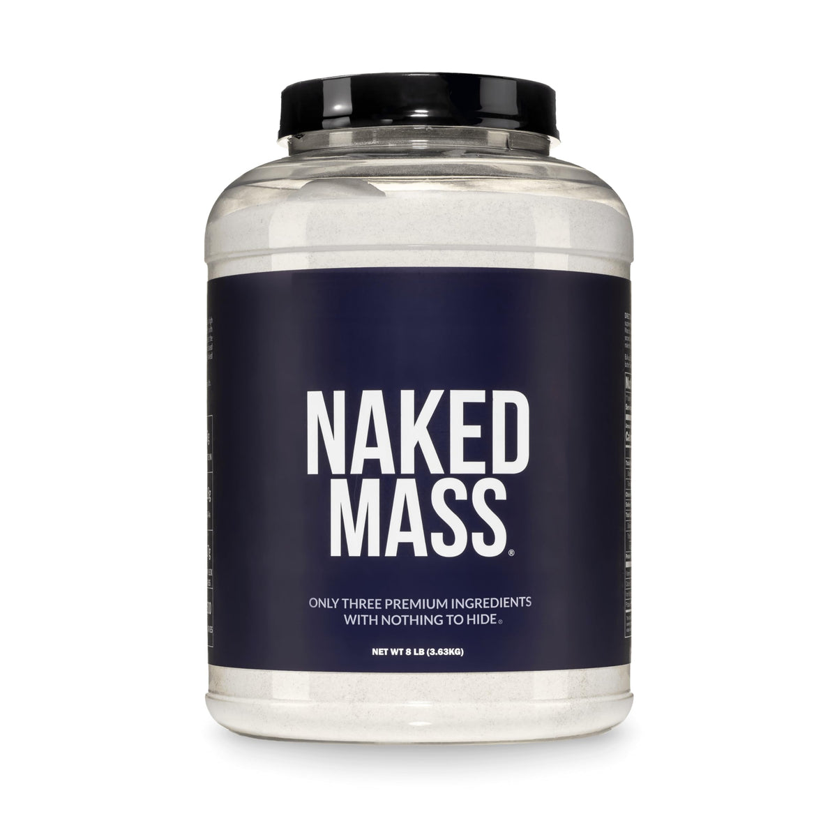 NAKED Mass frente del paquete mostrando envase y beneficio de calorías altas