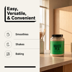 NAKED Pea batido vegano con frutas que muestra versatilidad en recetas