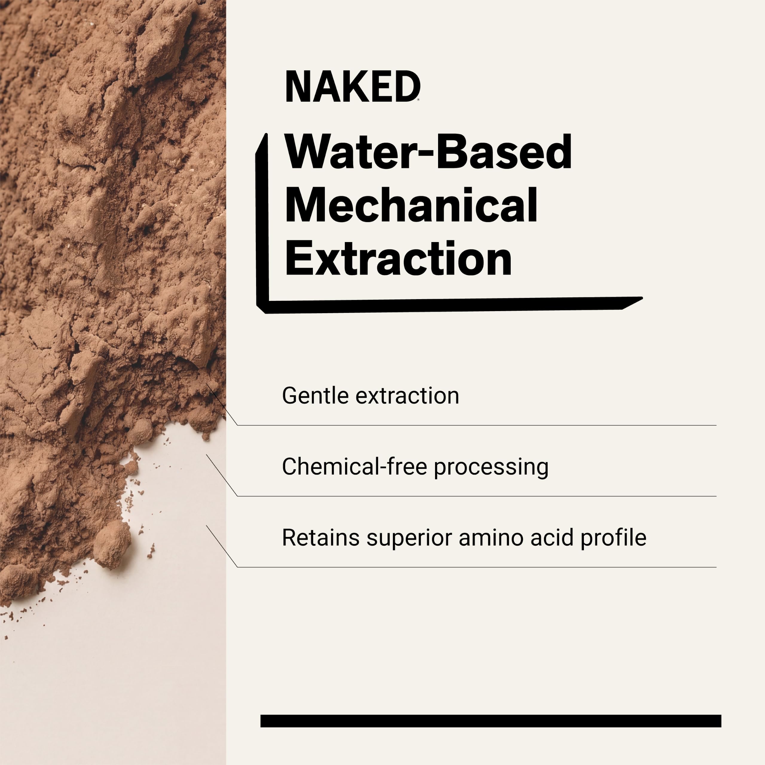 NAKED cucharada con porción, muestra cantidad de 25 g de proteína por servicio
