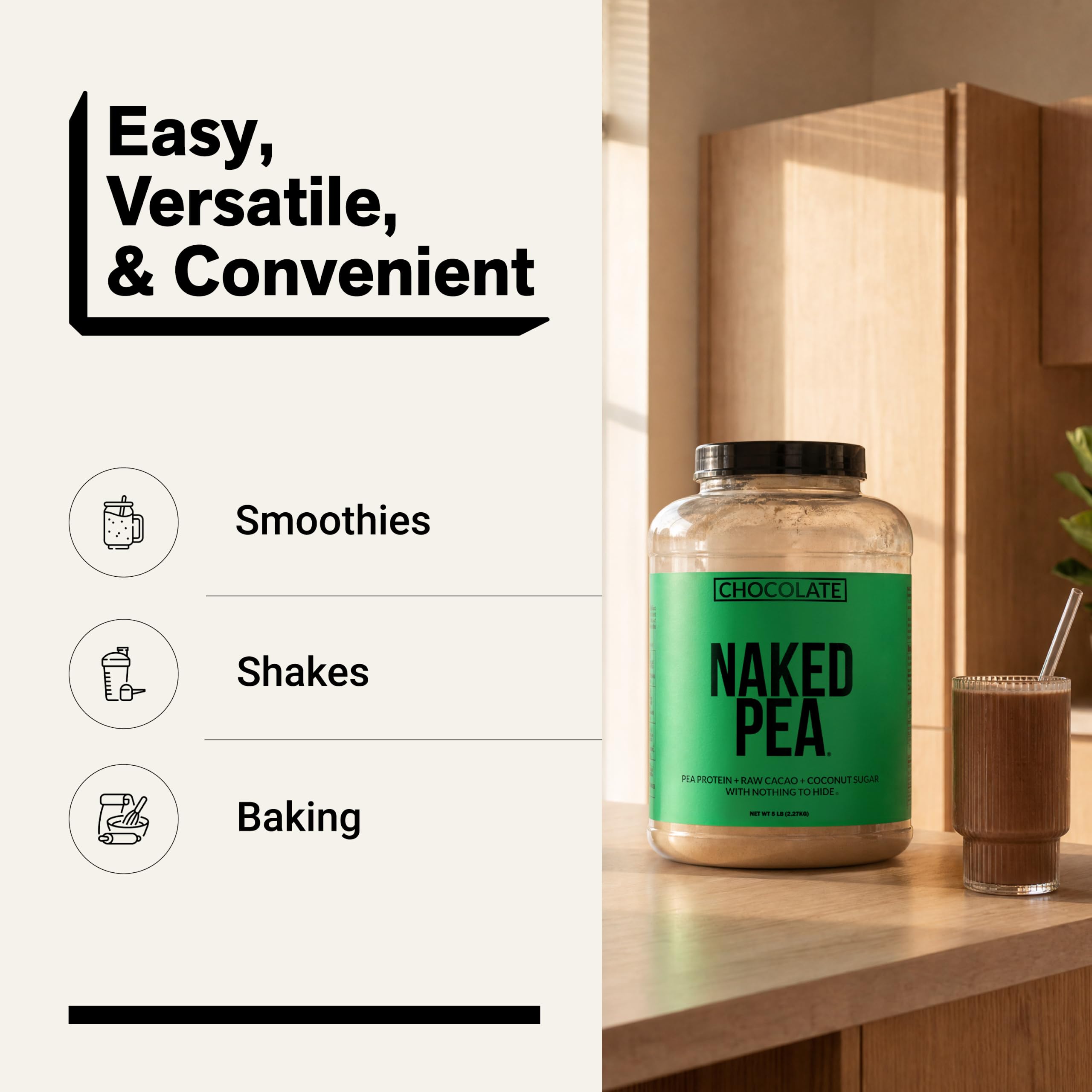 NAKED polvo usado en receta de batido, aporta versatilidad culinaria y proteína