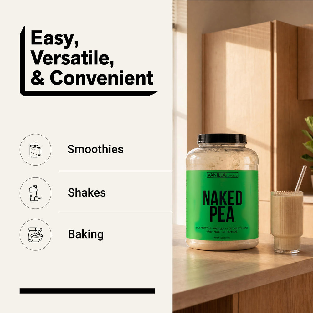NAKED panqueques enriquecidos con Naked Pea Vainilla, proteína en recetas caseras