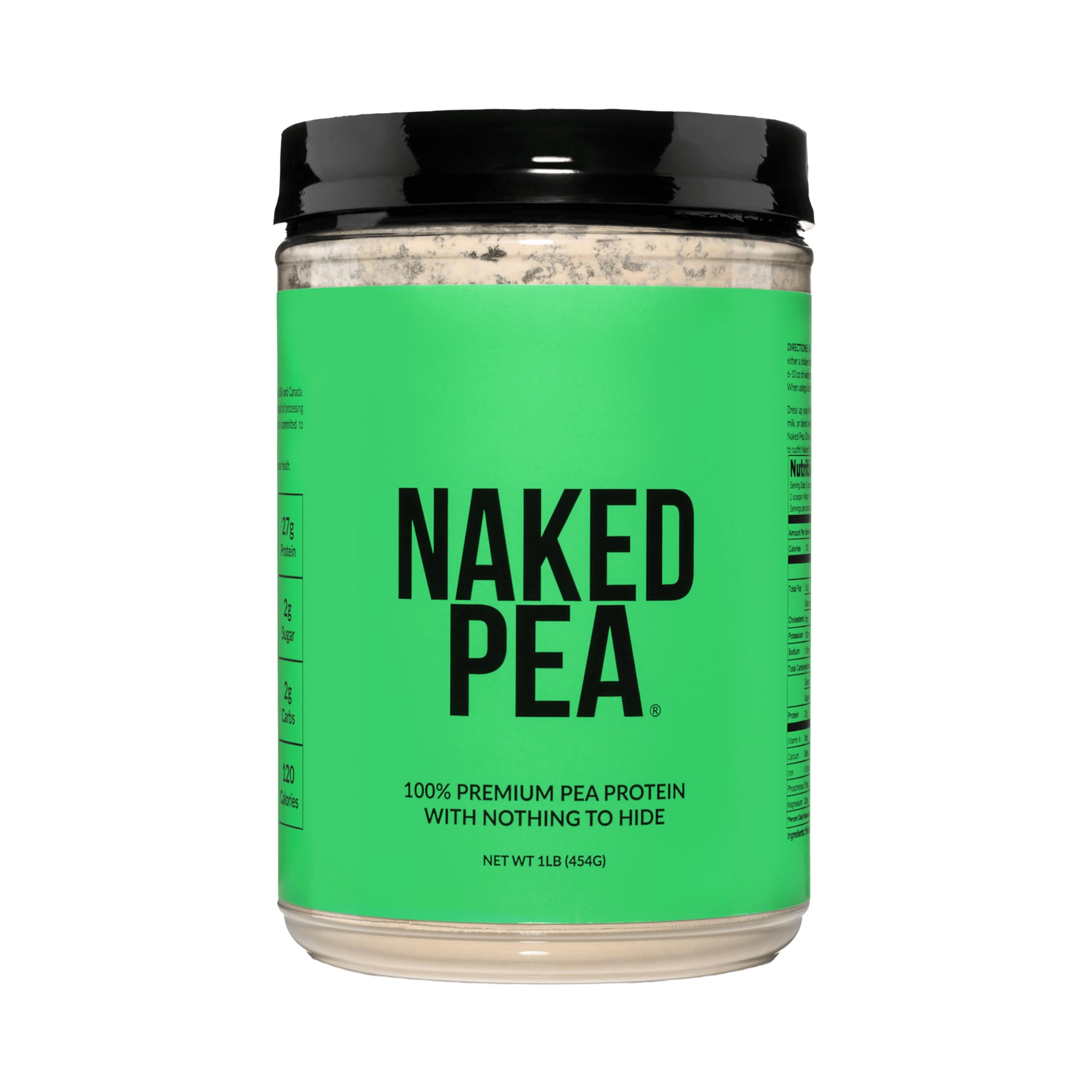 NAKED Pea frente del envase mostrando etiqueta y pureza